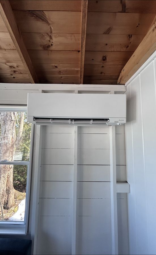 Indoor ductless mini split head installation near Barrington NH